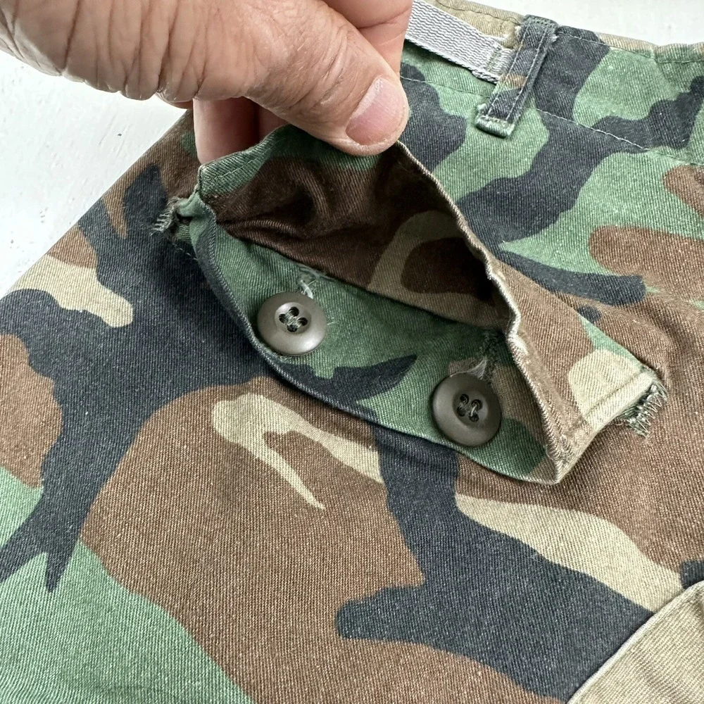 VTG Military Pants Mens Small Short Trousers‎ Woodland Cargo Camo Marines 30x30